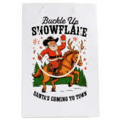 Buckle up Snowflake Rodeo Cowboy Weihnachten Mittlere Geschenktüte (Vorderseite)