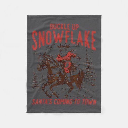 Buckle Up Snowflake Santa Cowboy Western Holiday C Fleecedecke (Vorderseite)