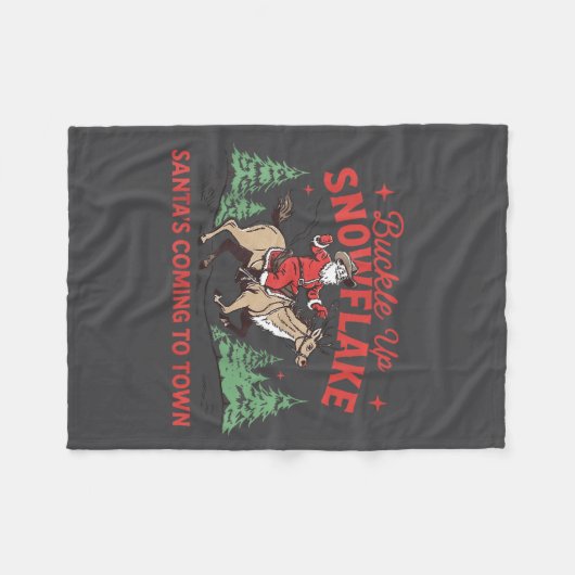 Buckle-up Snowflake Santa's Coming Soon Western Ch Fleecedecke (Vorderseite (Horizontal))