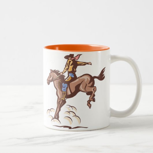 Bucklige Bronco Cowboy-Tasse Zweifarbige Tasse (Rechts)
