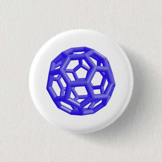 Buckminsterfullerene Molekül (blau) Button (Vorderseite)