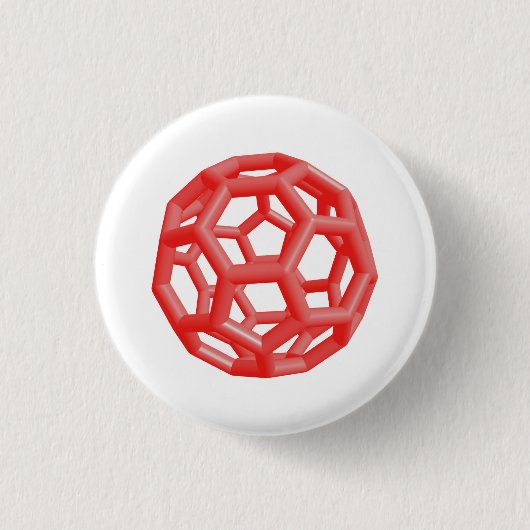 Buckminsterfullerene Molekül (rot) Button (Vorderseite)