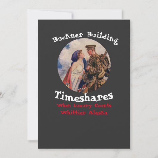 Buckner Gebäude Timeshares Whittier Alaska Einladung (Vorderseite)