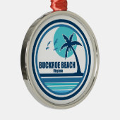 Buckroe Beach Virginia Palm Tree Birds Ornament Aus Metall (Rechts)