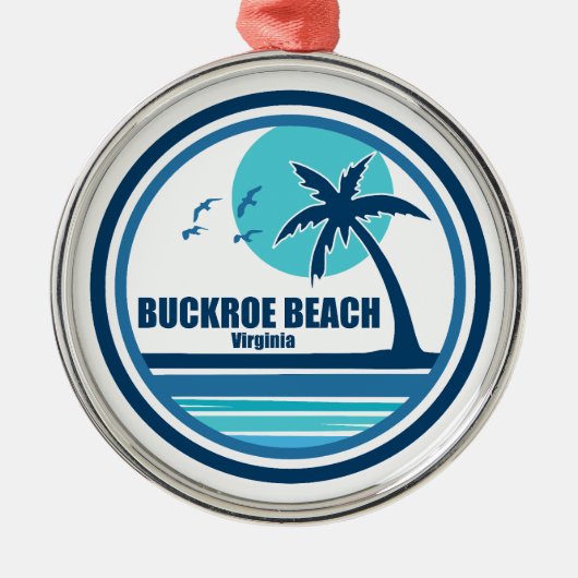 Buckroe Beach Virginia Palm Tree Birds Ornament Aus Metall (Vorne)