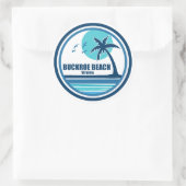 Buckroe Beach Virginia Palm Tree Birds Runder Aufkleber (Tasche)