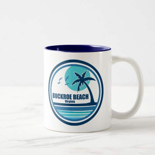 Buckroe Beach Virginia Palm Tree Birds Zweifarbige Tasse (Rechts)