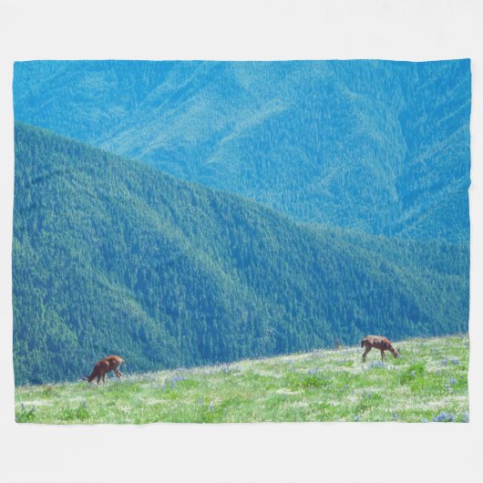 Bucks an den Bergen Fleecedecke (Vorderseite (Horizontal))