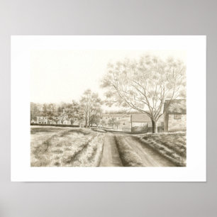Bucks County PA 1700er Jahre Historisches Bauernha Poster