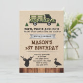 Bucks Trucks und Enten Party Einladung (Stehend Vorderseite)