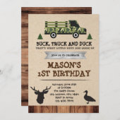 Bucks Trucks und Enten Party Einladung (Vorne/Hinten)