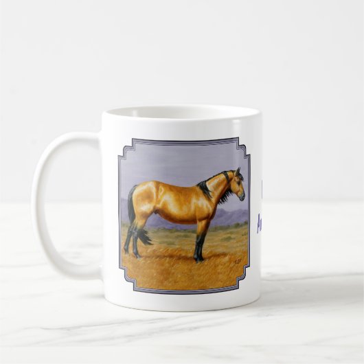 Bucksin Wild Horse Mustang Stallion Kaffeetasse (Links)