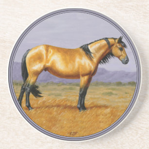 Bucksin Wild Horse Mustang Stallion Sandstein Untersetzer