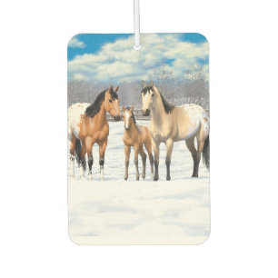 Buckskin Appaloosa Pferde im Schnee Autolufterfrischer