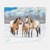 Buckskin Appaloosa Pferde im Schnee Fleecedecke (Vorderseite (Horizontal))
