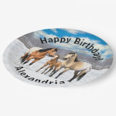Buckskin Appaloosa Pferde im Schnee Pappteller (Schrägansicht)
