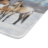 Buckskin Appaloosa Pferde im Schnee Schneidebrett (Ecke)