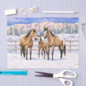 Buckskin Appaloosa Pferde im Schnee Seidenpapier (Handwerk)