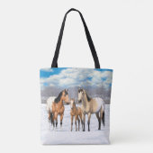 Buckskin Appaloosa Pferde im Schnee Tasche (Rückseite)