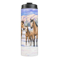 Buckskin Appaloosa Pferde im Schnee