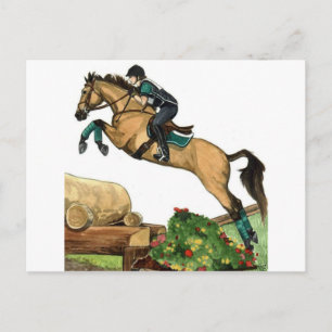buckskin big sprung xc HORSE ART Eventing Postkarte