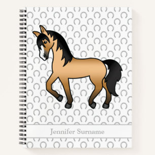 Buckskin Cartoon-Trabpferd & Benutzerdefinierter T Notizblock