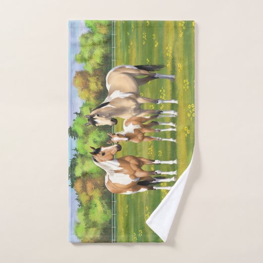 Buckskin Dun Pinto Paint Horses In Summer Pasta Badhandtuch Set (Handtuch)