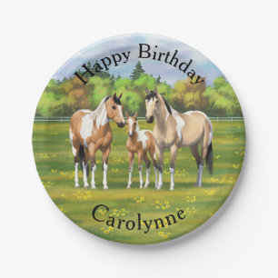Buckskin Dun Pinto Paint Horses In Summer Pasta Pappteller