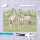 Buckskin Dun Pinto Paint Horses In Summer Pasta Seidenpapier (Handwerk)