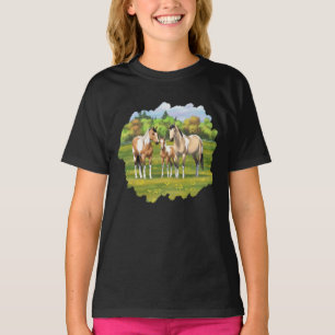 Buckskin Dun Pinto Paint Horses In Summer Pasta T-Shirt