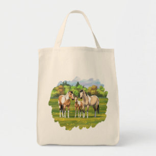 Buckskin Dun Pinto Paint Horses In Summer Pasta Tragetasche