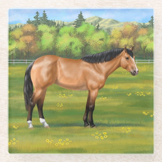 Buckskin Dun Quarter Horse Glasuntersetzer (Vorderseite)