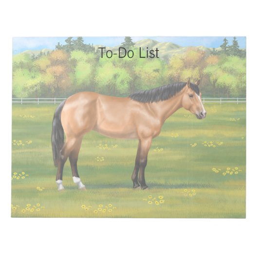 Buckskin Dun Quarter Horse Notizblock (Vorderseite)