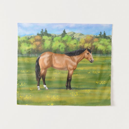 Buckskin Dun Quarter Horse Wandteppich (Vorderseite (Horizontal))