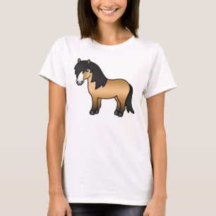 Buckskin-Farben Shetlandpony Cartoon-Illustration T-Shirt