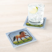 Buckskin Horning Light Blue Glasuntersetzer (Schrägansicht)