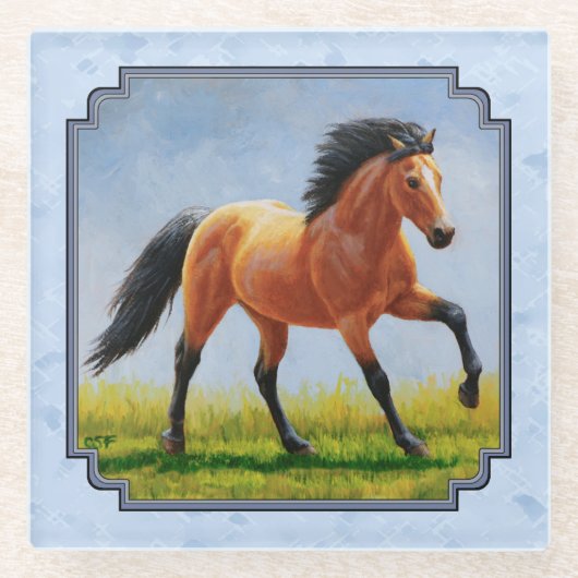 Buckskin Horning Light Blue Glasuntersetzer (Vorderseite)