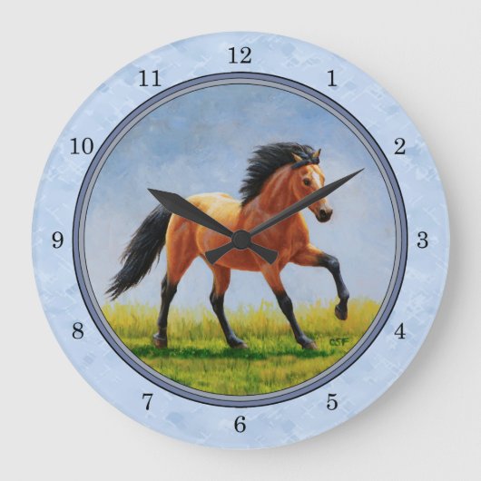 Buckskin Horning Light Blue Große Wanduhr (Vorderseite)