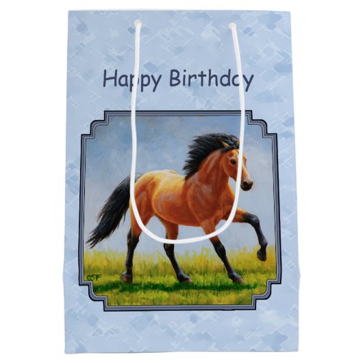 Buckskin Horning Light Blue Mittlere Geschenktüte (Rückseite)