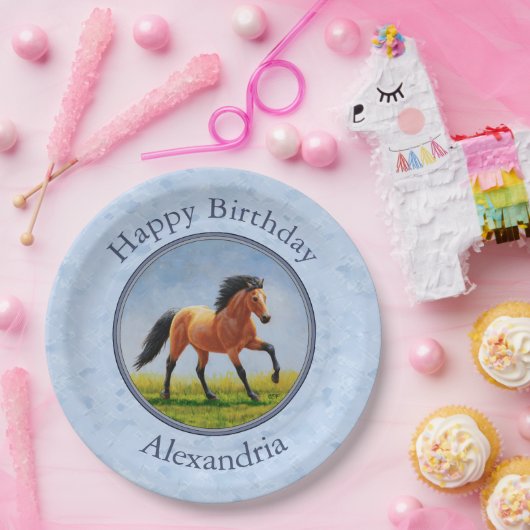 Buckskin Horning Light Blue Pappteller (Party)