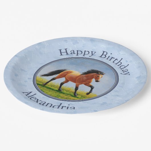 Buckskin Horning Light Blue Pappteller (Schrägansicht)