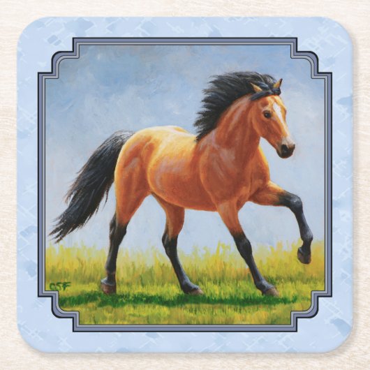 Buckskin Horning Light Blue Rechteckiger Pappuntersetzer (Vorderseite)