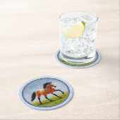 Buckskin Horning Light Blue Runder Pappuntersetzer (Vor Ort)