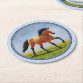 Buckskin Horning Light Blue Runder Pappuntersetzer (Angewinkelt)