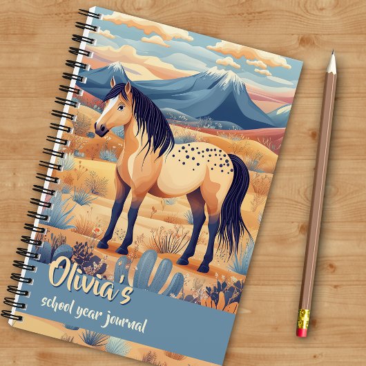 Buckskin Horse Desert Mountains Journaling Girls Notizblock