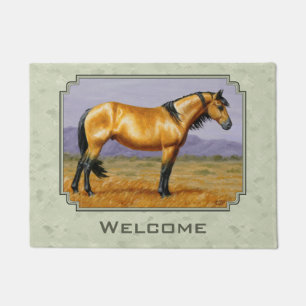 Buckskin Horse Mustang Stallion Sage Green Fußmatte