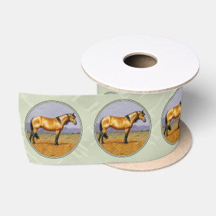 Buckskin Horse Mustang Stallion Sage Green Satinband