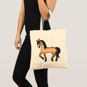 Buckskin Horse Trotting Cartoon Illustration Niedl Tragetasche