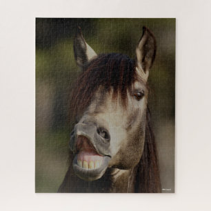 Buckskin Lusitano Stallion Flehmen Headshot Puzzle