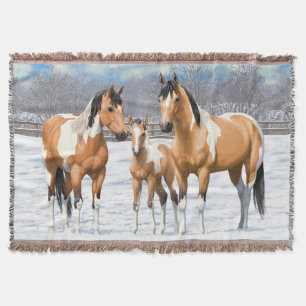 Buckskin Paint Horns in Snow Decke